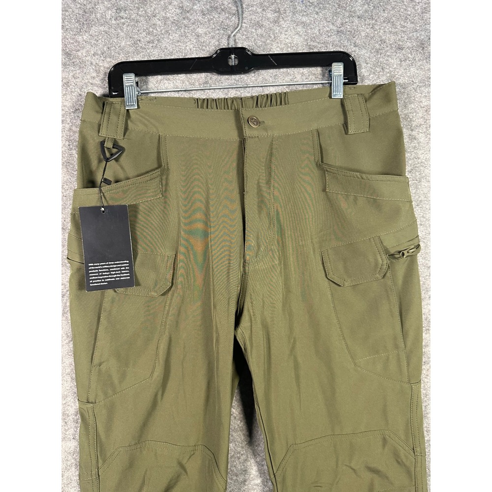 Mens Tactical Cargo‎ Pants Size L Olive Green Outdoor Work Hiking Lightweight